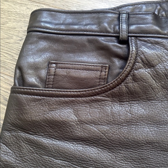 Bod & Christensen | Vintage 100% Leather Black Wide Leg Leather Pants Size S/M - Picture 4 of 12